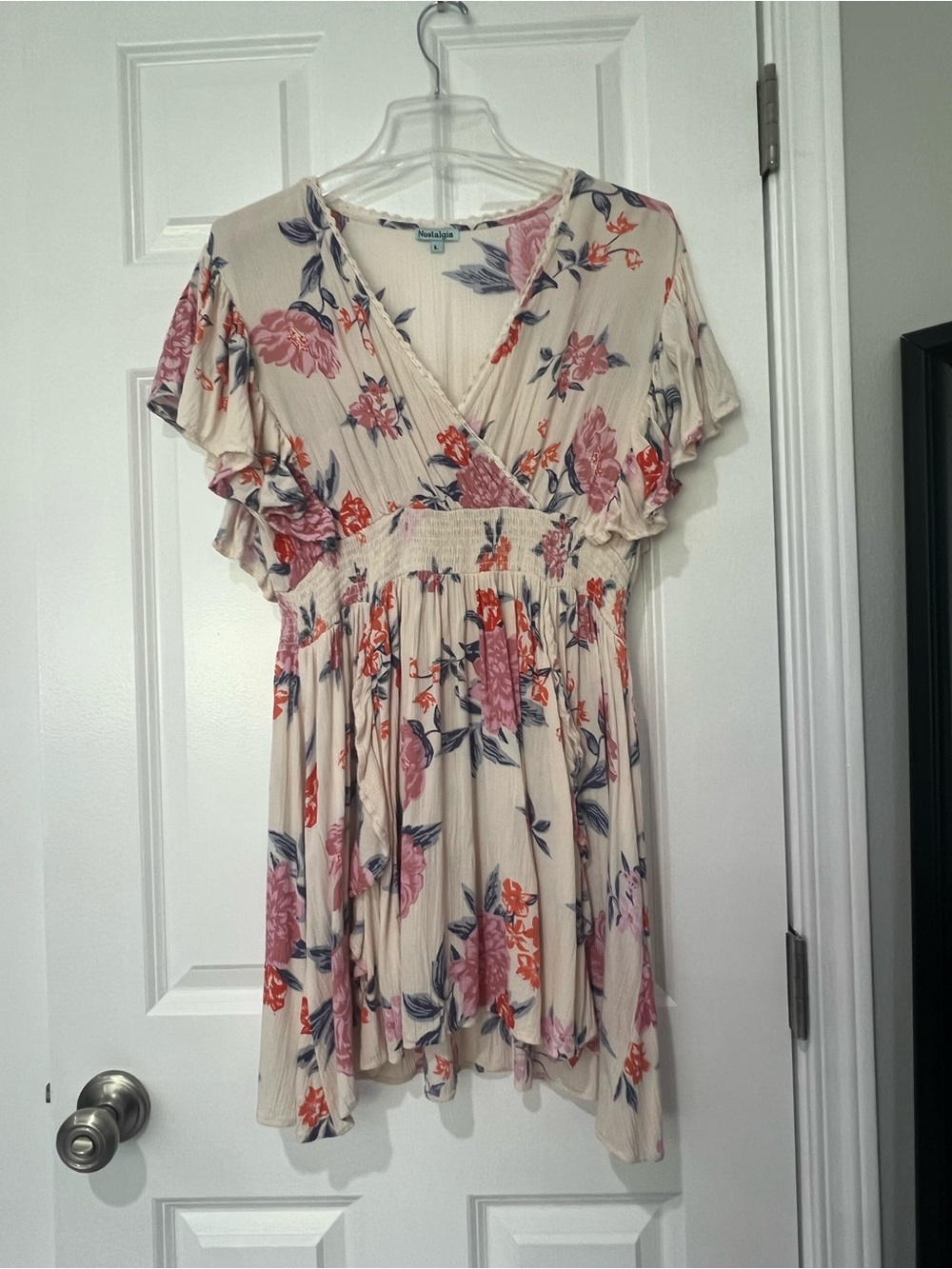 Nolstalgia Floral V-Neck Short Sleeve Dress size Large